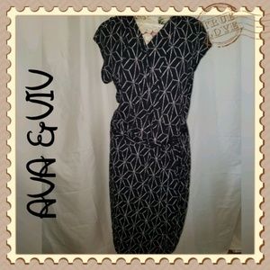 AVA & VIV BLACK AND GOLD PRINT DRESS